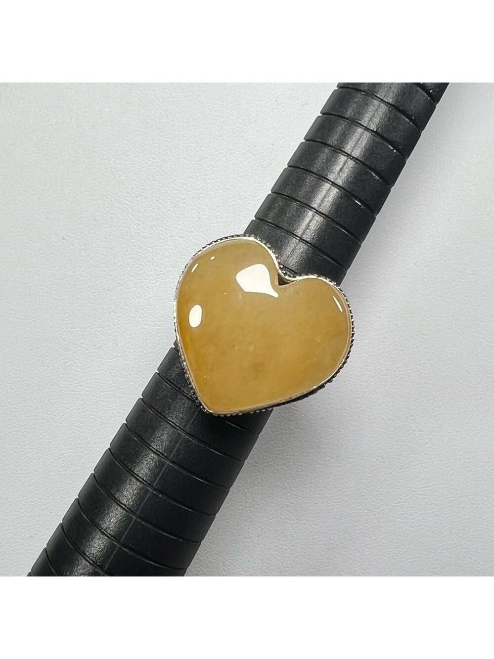 Yellow Lace Agate 925 💛 Heart Ring size 9.25